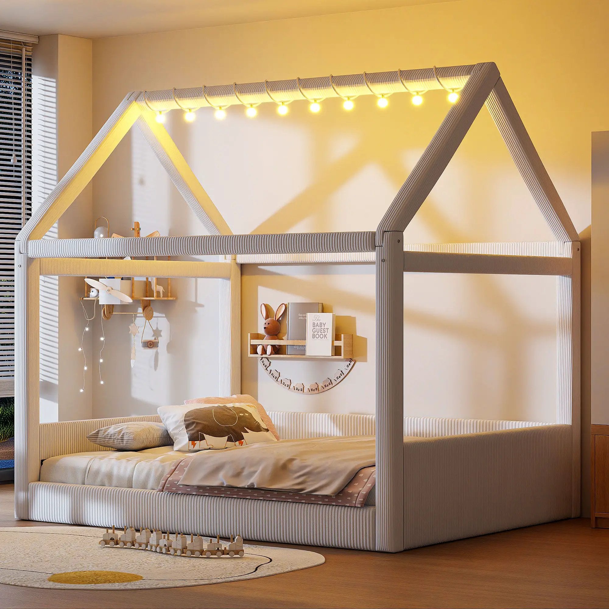 Upholstered House Style Daybed With LED Light Strips by HouseOfZazla
