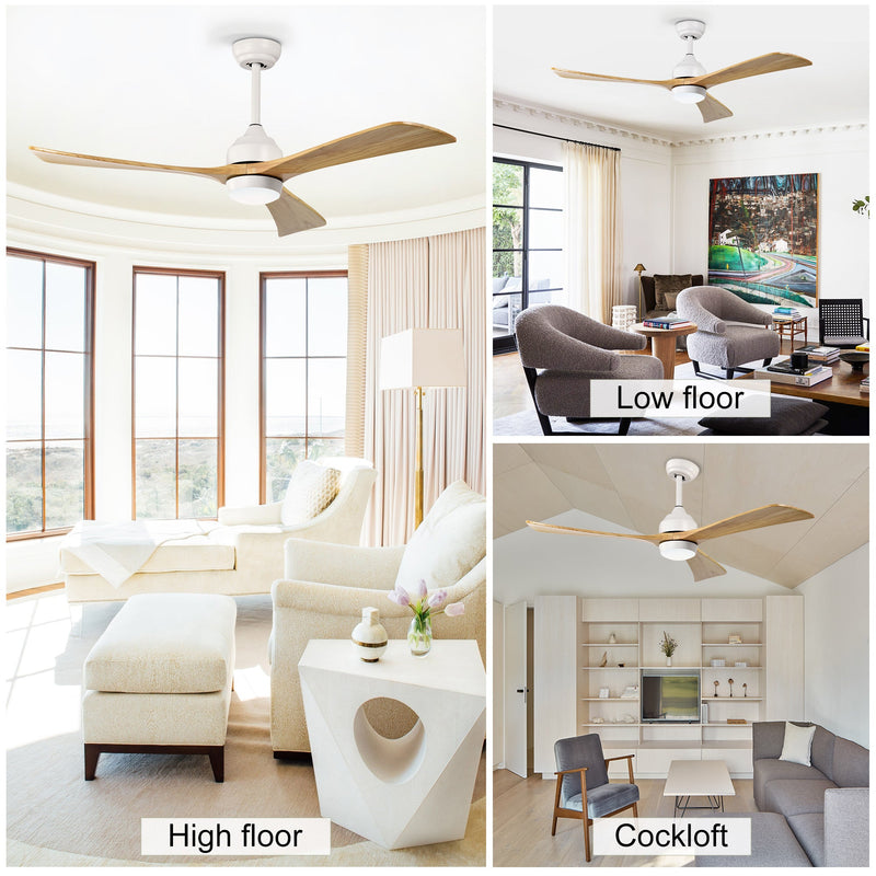 52" Solid Wood Blades Ceiling Fan with Lights and Remote Control by HouseOfZazla