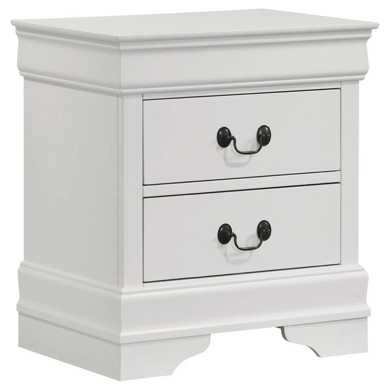 Louis Philippe 2-drawer Nightstand Bedside Table White by Unique Piece Furniture