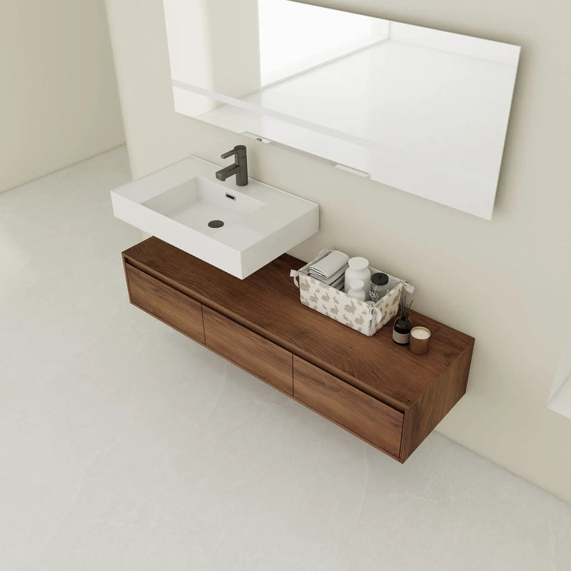 Modern Wall Mounted Bathroom Vanity With Resin Sink And Soft Close Drawer by Unique Piece Furniture