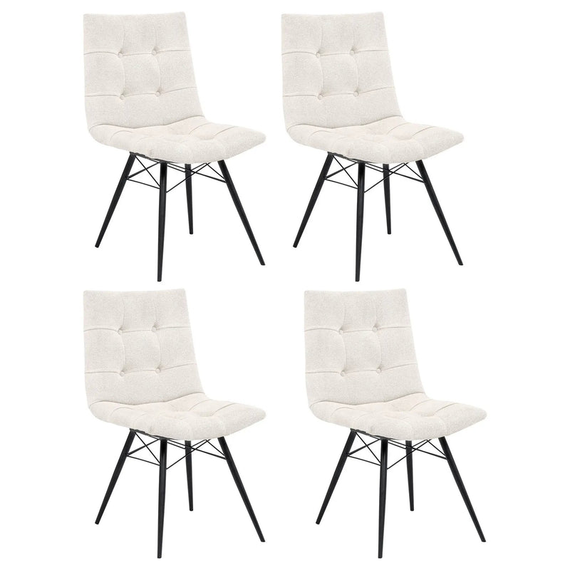 Aiken Fabric Upholstered Dining Side Chair Saddle Stone White (Set of 4) by Unique Piece Furniture