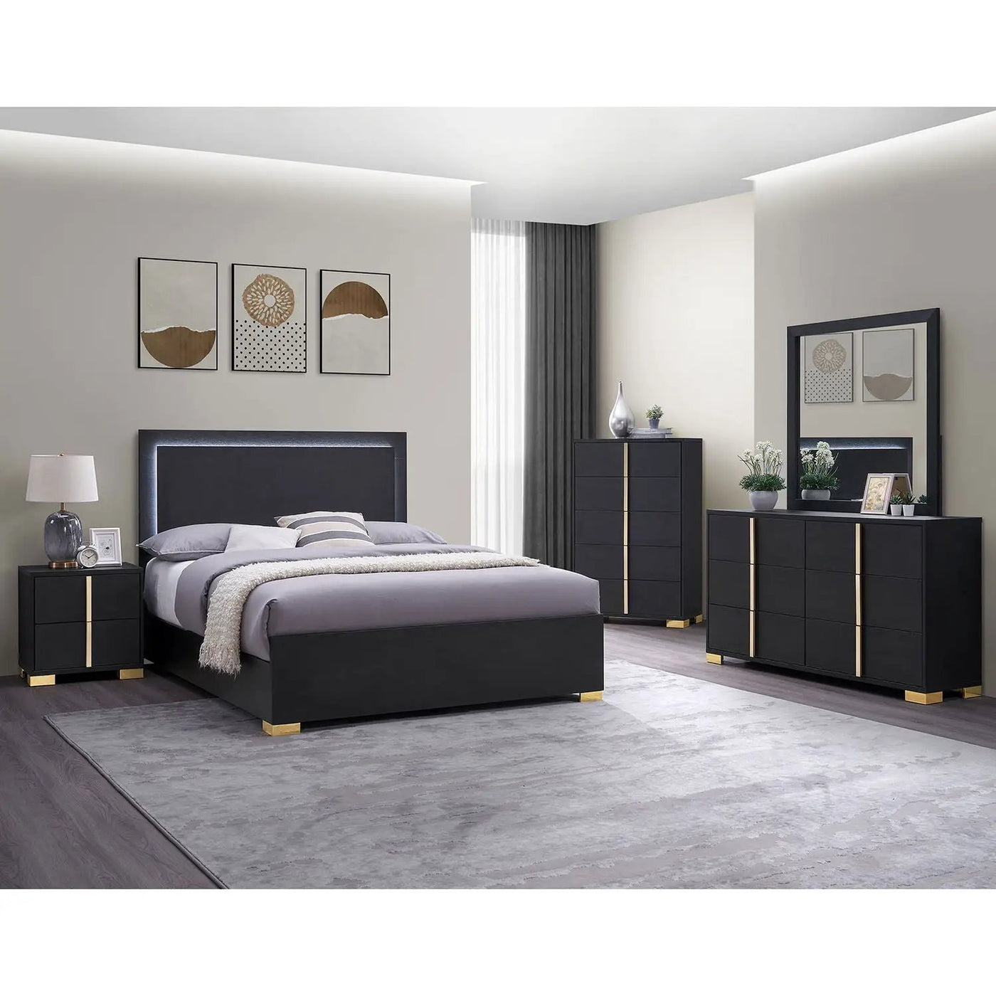 Jeremiah - LED Panel Bed With Touch Controlled Lighting by HouseOfZazla