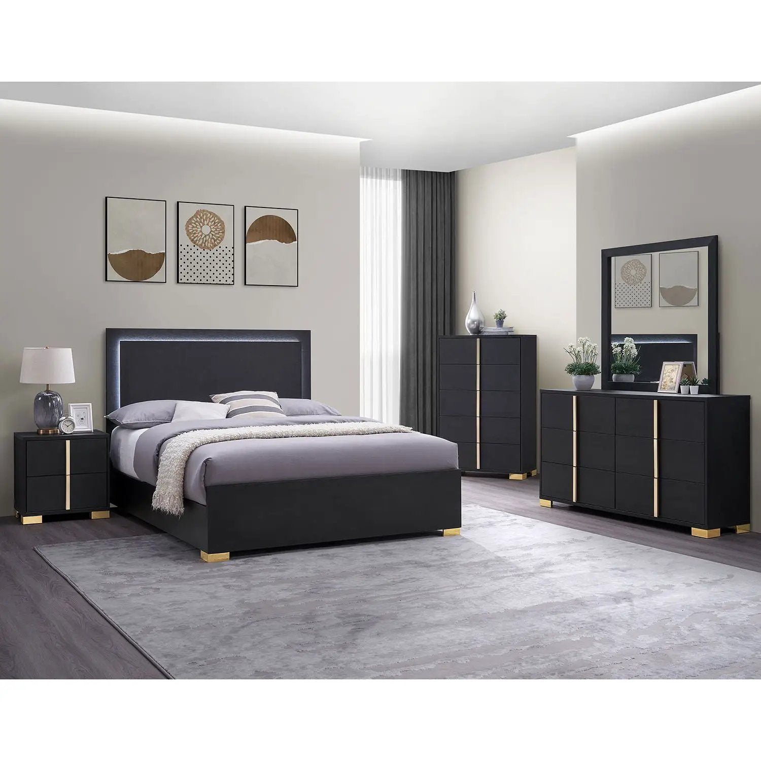 Jeremiah - LED Panel Bed With Touch Controlled Lighting
