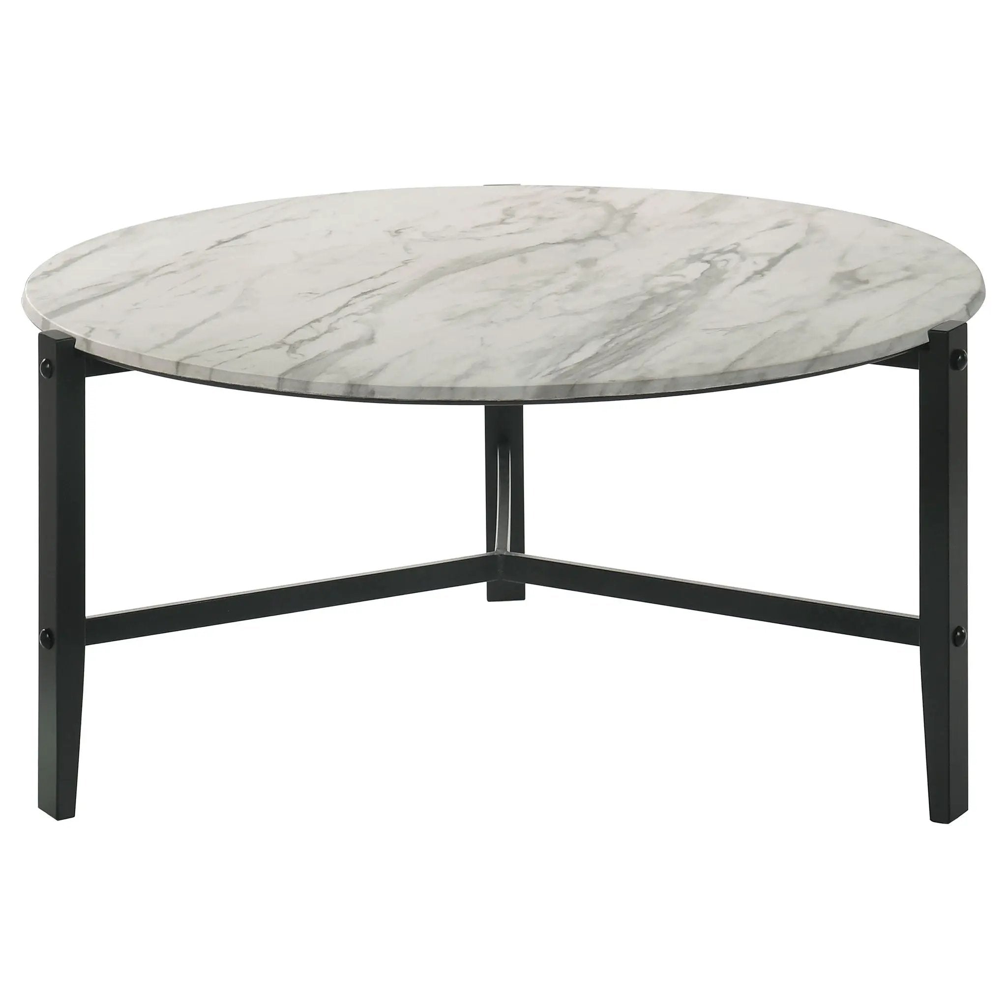 Tandi - Round Marble Coffee Table - White by HouseOfZazla