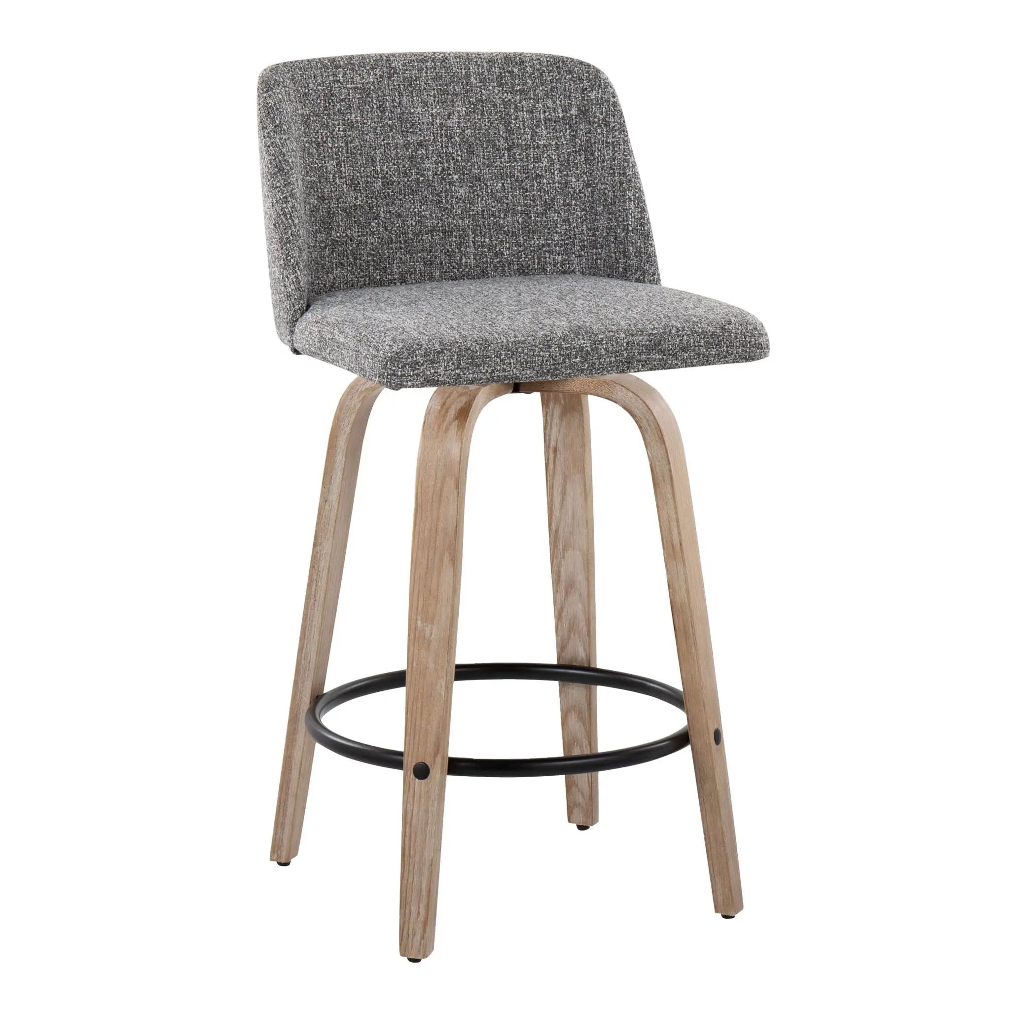 Toriano - Contemporary Fixed-Height Counter Stool & Swivel With Round Footrest (Set of 2) by Unique Piece Furniture