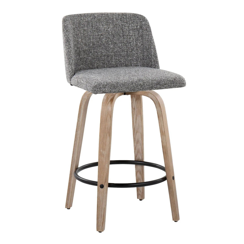 Toriano - Contemporary Fixed-Height Counter Stool & Swivel With Round Footrest (Set of 2) by Unique Piece Furniture