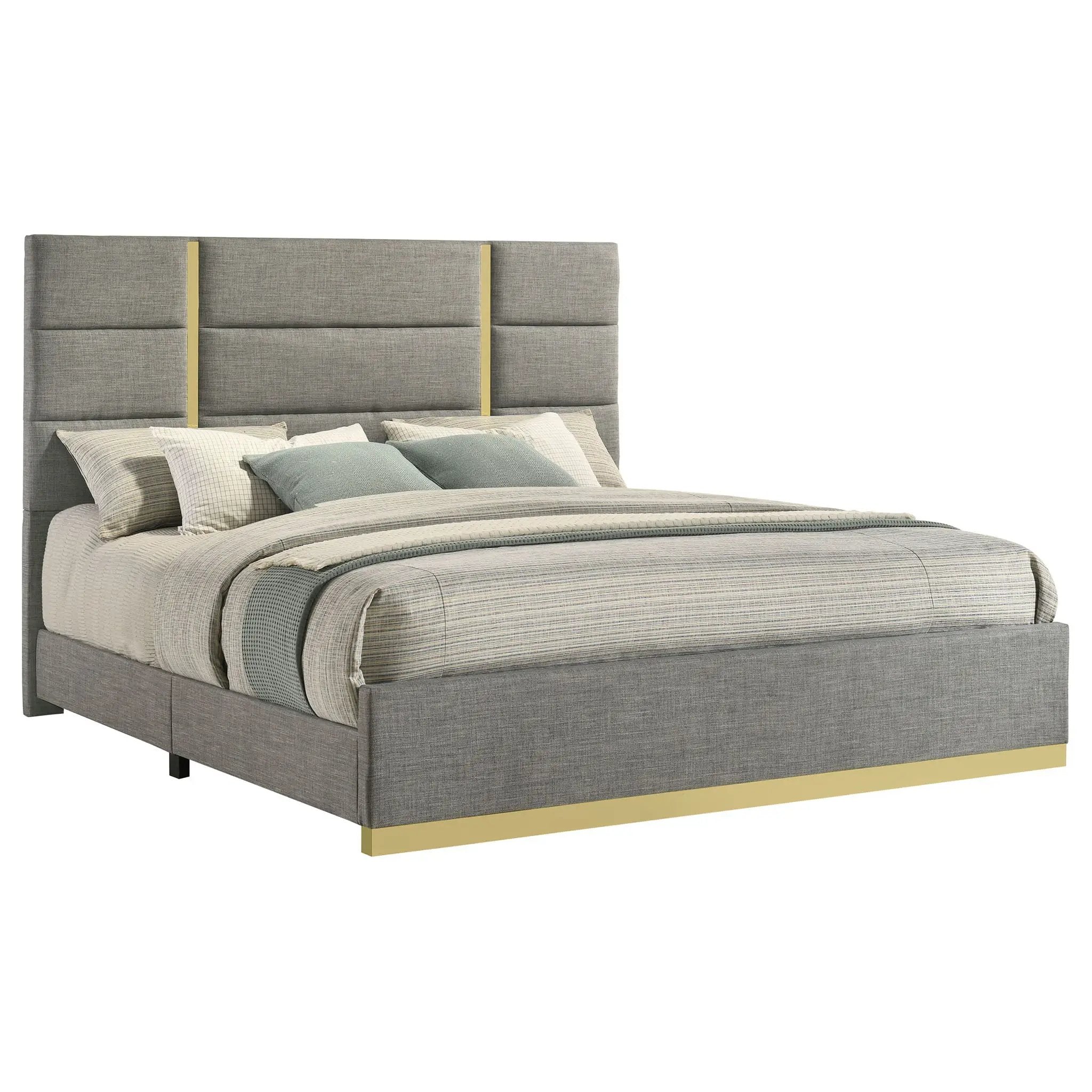 Ines 56-inch Fabric Upholstered Eastern King Panel Bed Grey by Unique Piece Furniture