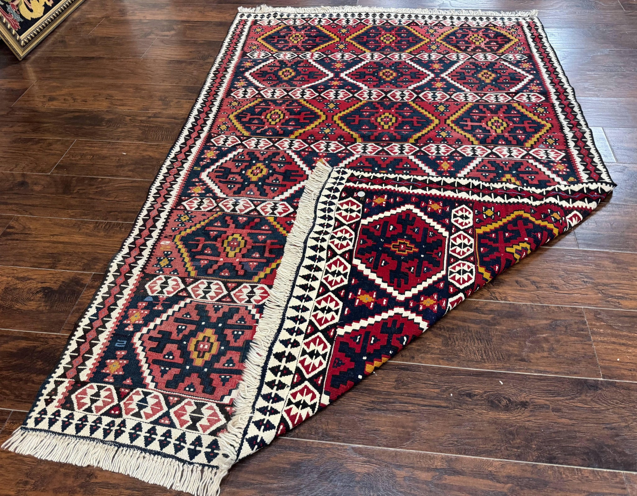 Caucasian Kilim Rug 5x7, Vintage Russian Flatweave Kilim Carpet, Tribal Bohemian Kilim Rug by Jewel Rugs