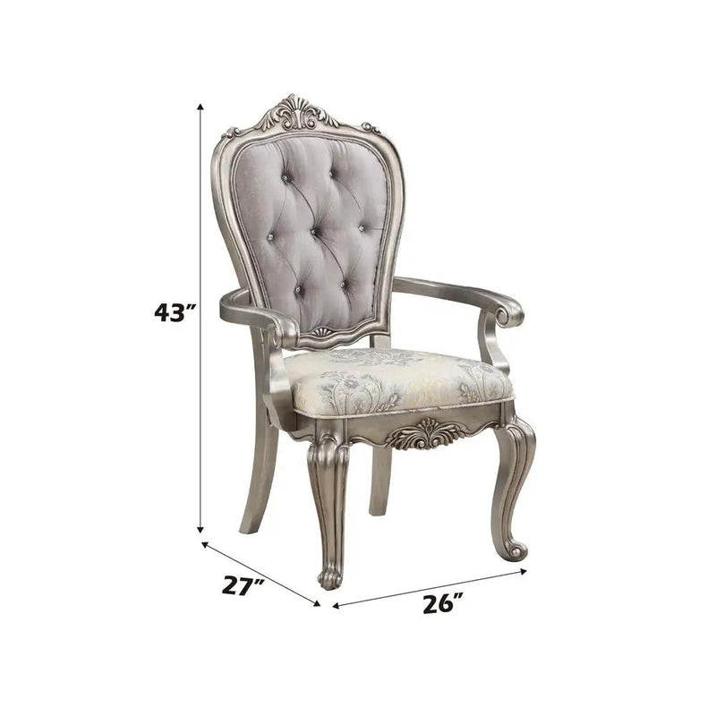 Ariadne - Arm Chair (Set of 2) - Velvet & Antique Platinum by Unique Piece Furniture