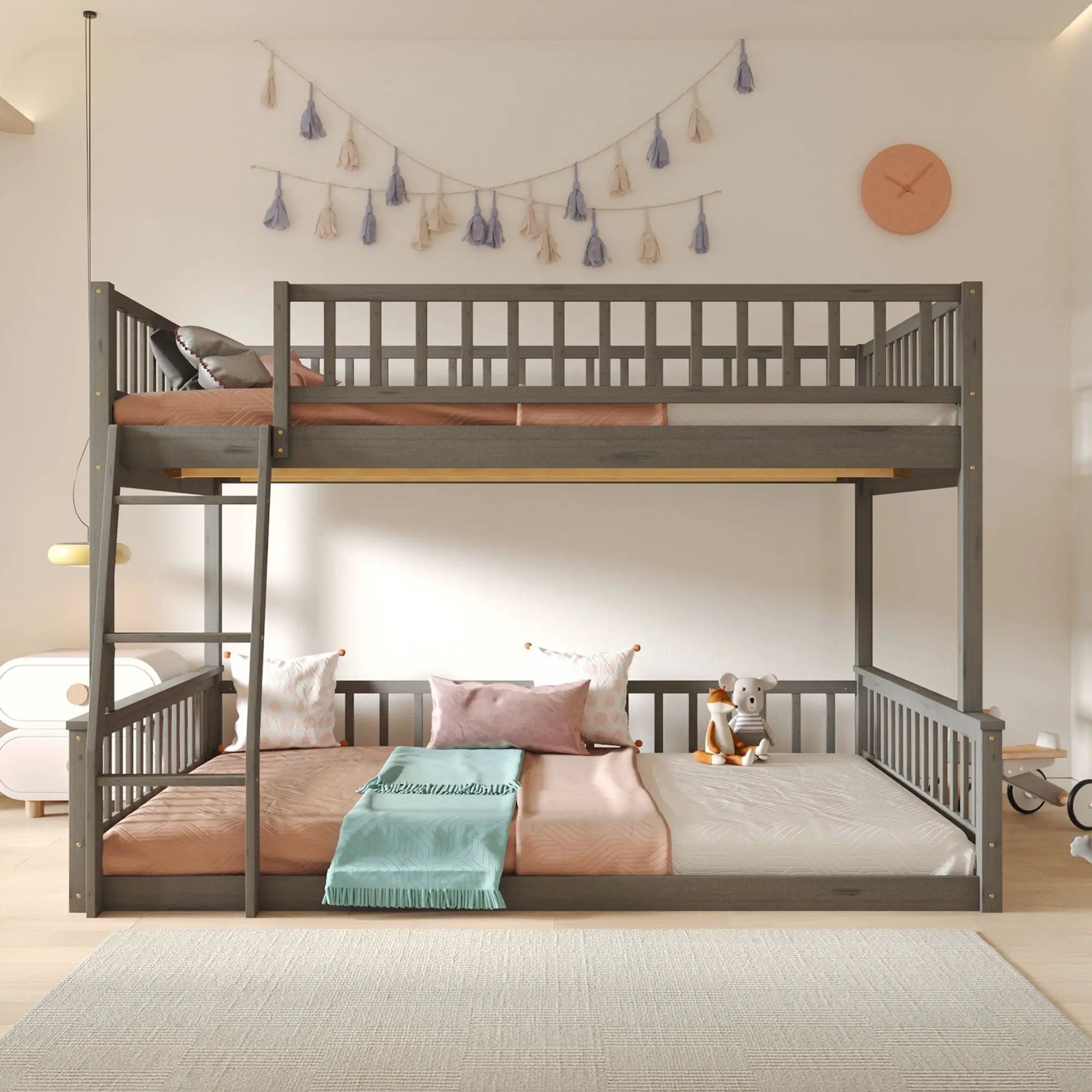 Bunk Bed With Ladder And Guardrails by Unique Piece Furniture
