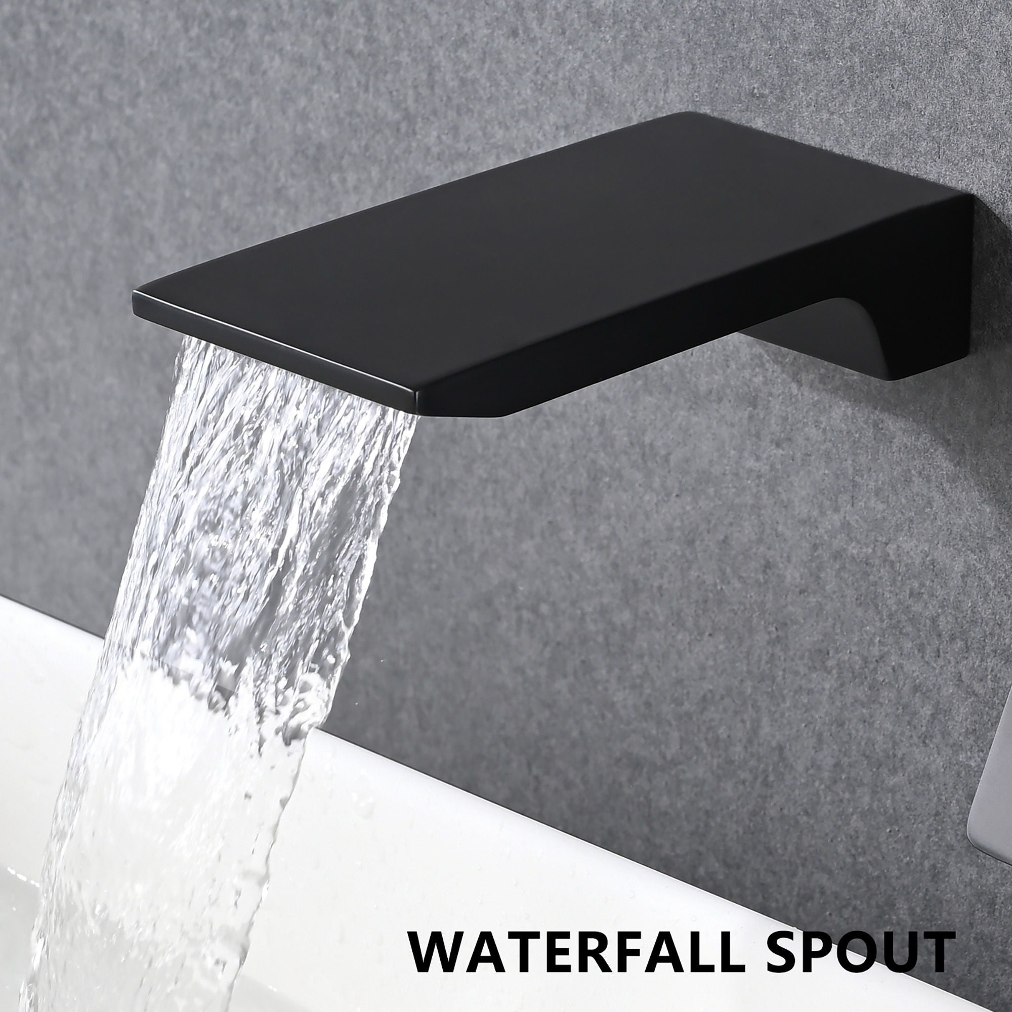 Modern Wall Mount Bathroom Sink Faucet With Waterfall Spout by HouseOfZazla