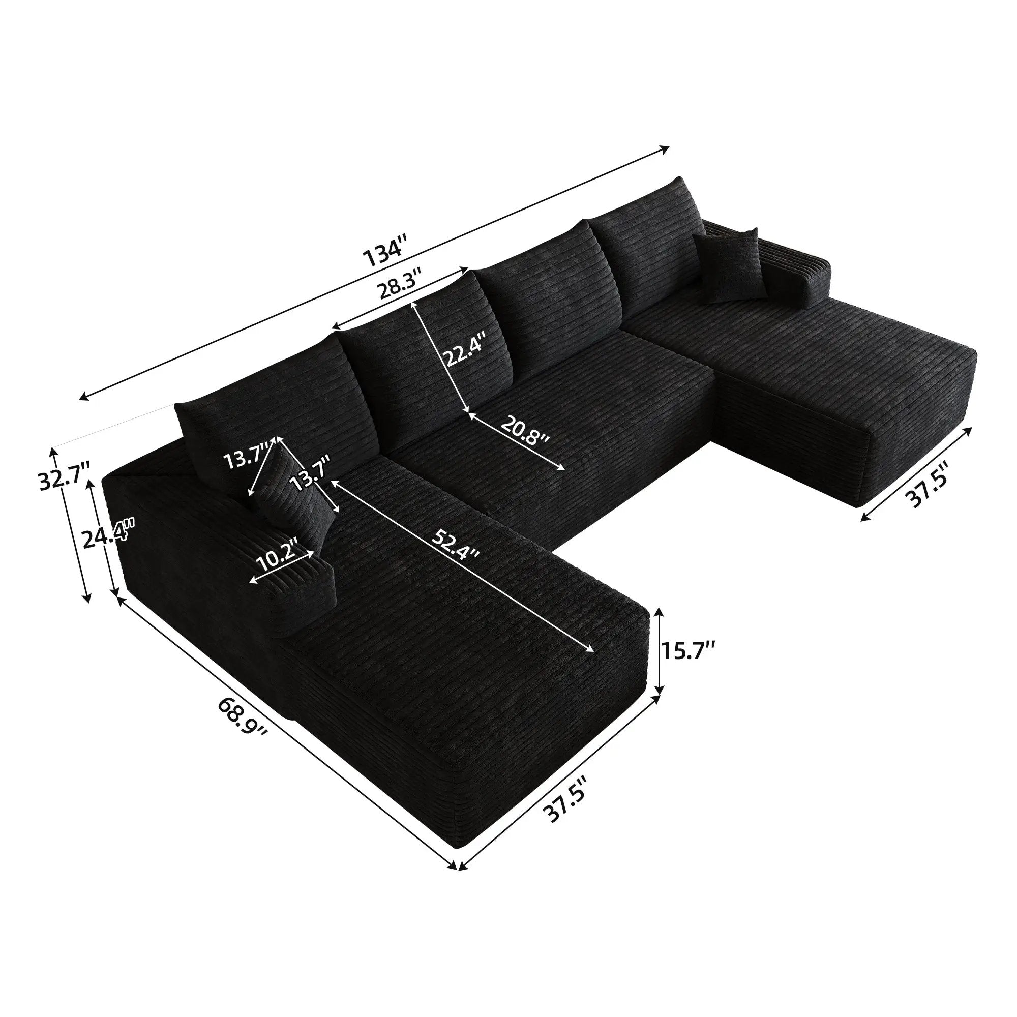 134" Cloud Sectional Sofa by HouseOfZazla
