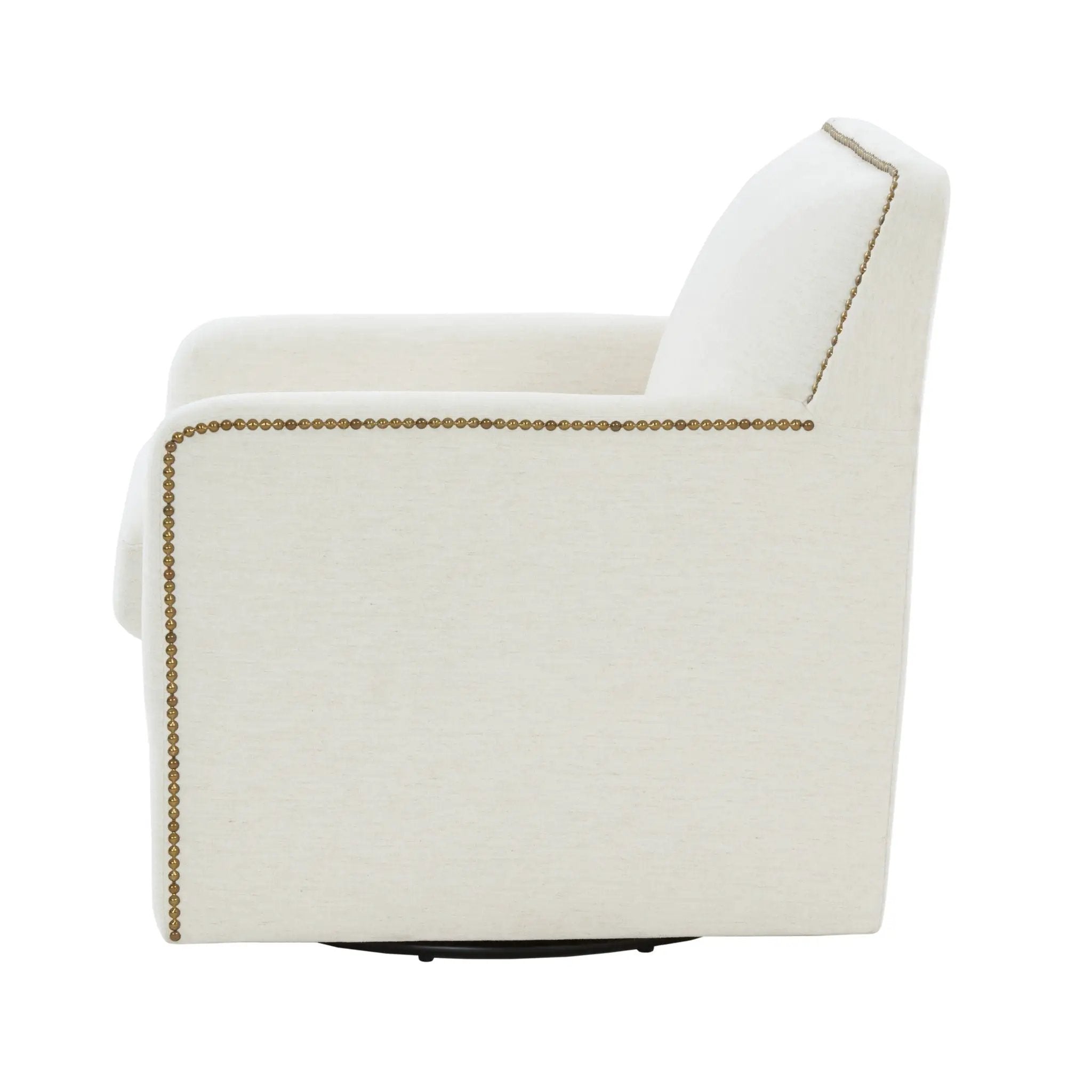Tolland - Swivel Accent Chair With Antique Brass Nailhead Trim - Cream by HouseOfZazla
