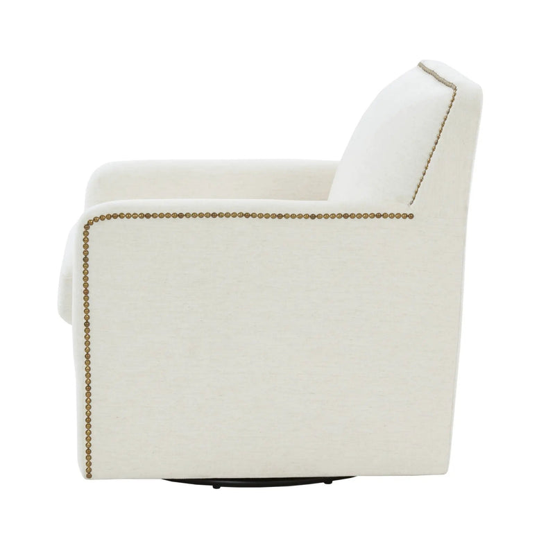 Tolland - Swivel Accent Chair With Antique Brass Nailhead Trim - Cream by HouseOfZazla