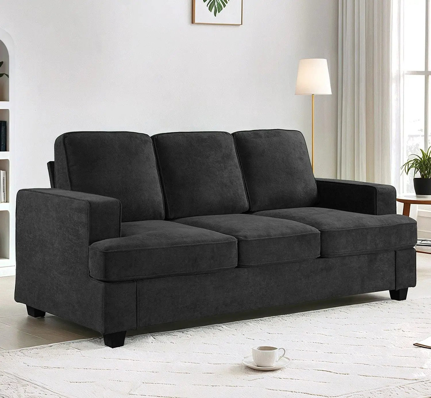 Modern Sofa, Comfortable 3 Seater Couch With Deep Seating, Loose Back Cushions, Wide Arms by Unique Piece Furniture