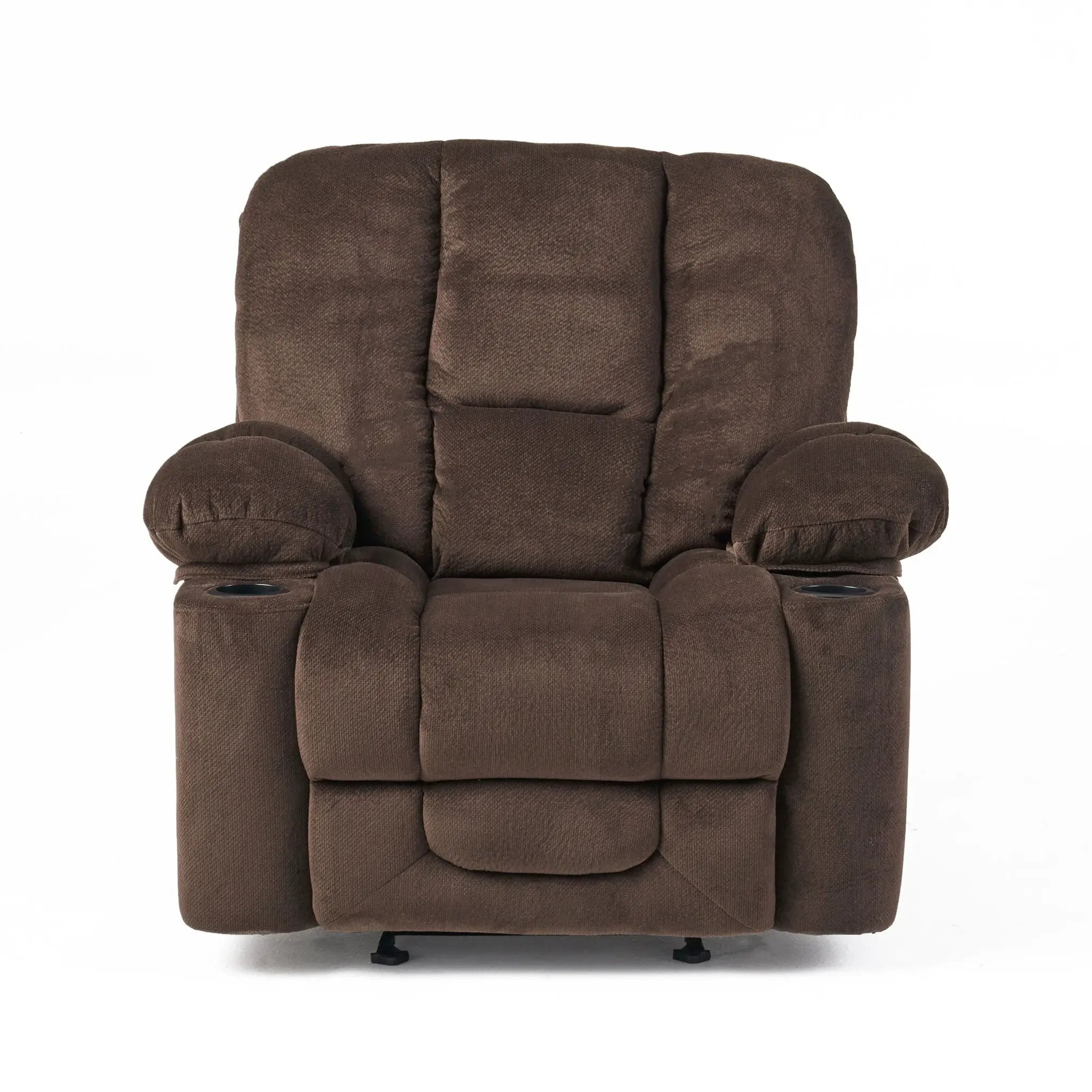 Luxurious Manual Recliner Chair With Skin-Friendly Fabric And Dual Cup Holders by Unique Piece Furniture