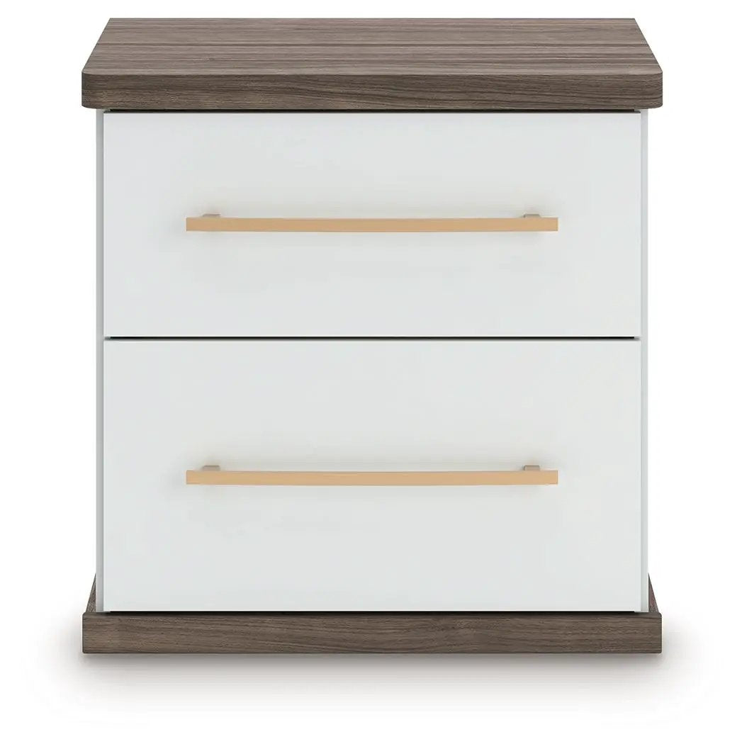 Kendanport - Two Drawer Night Stand - Brown / White by Unique Piece Furniture