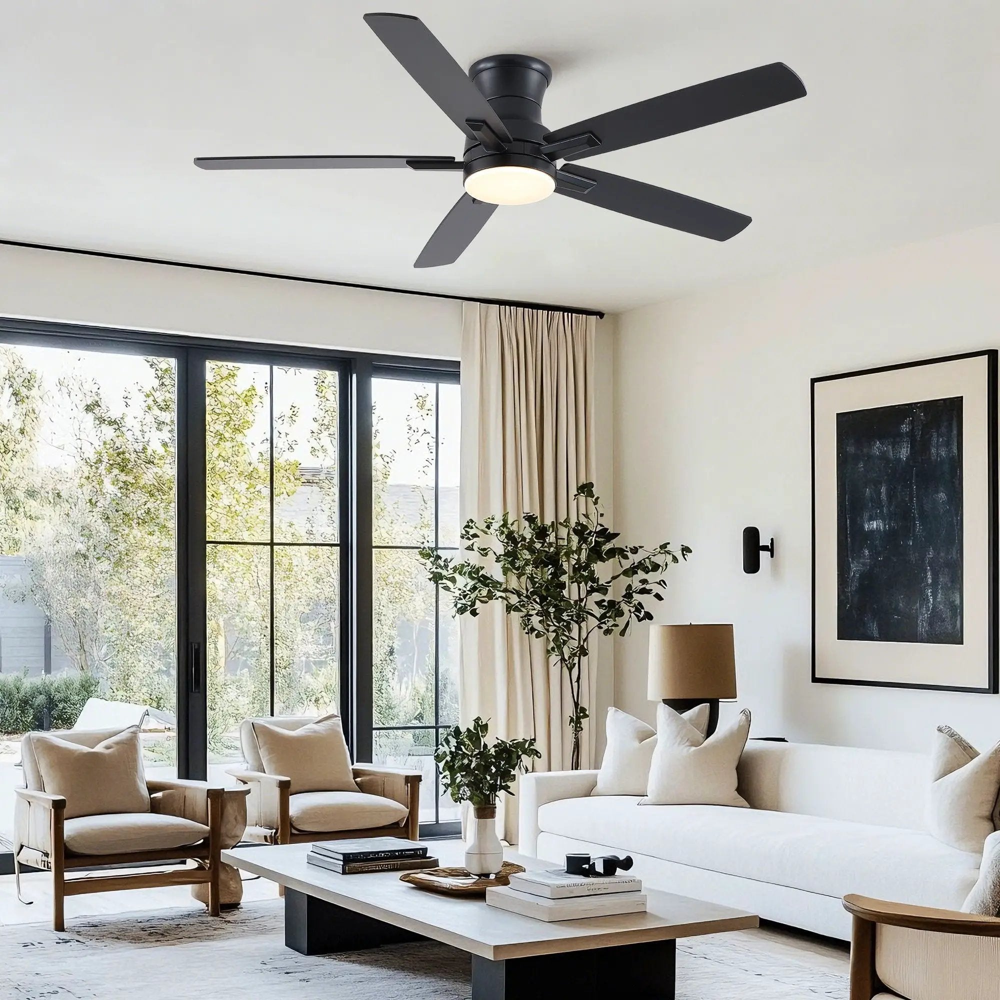 Mordern Flush Mount Ceiling Fan With Light And Remote Control by Unique Piece Furniture