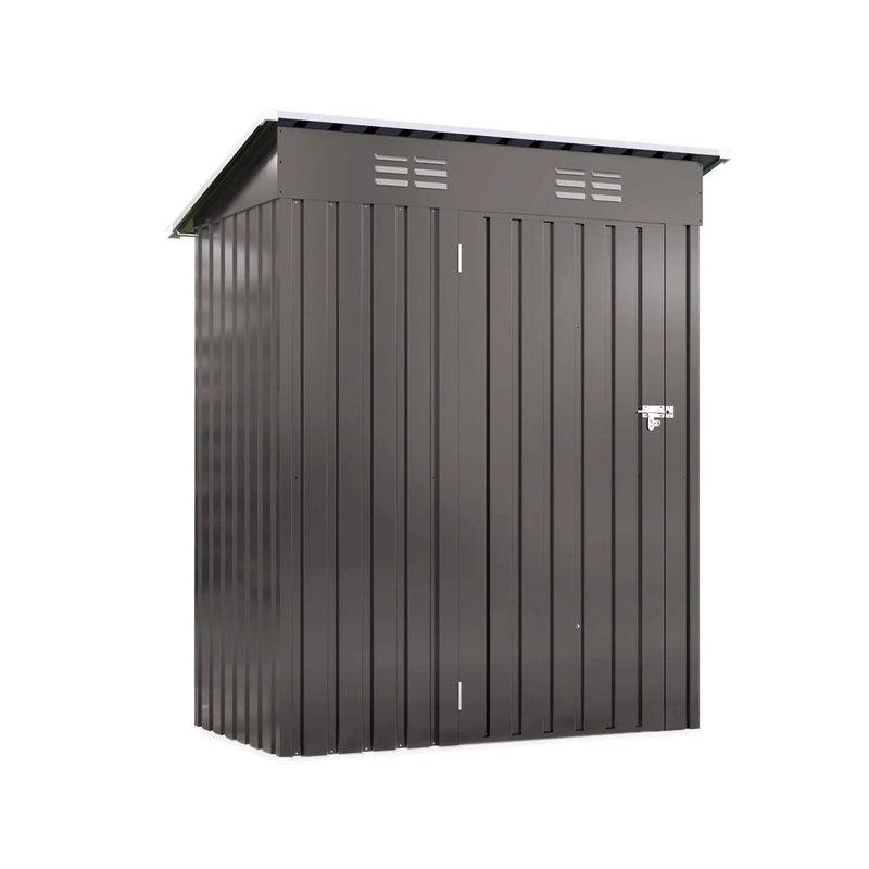 5 X 3 Ft Durable Metal Shed Outdoor Storage Shed With Pitched Roof And Lockable Door - Gray by HouseOfZazla