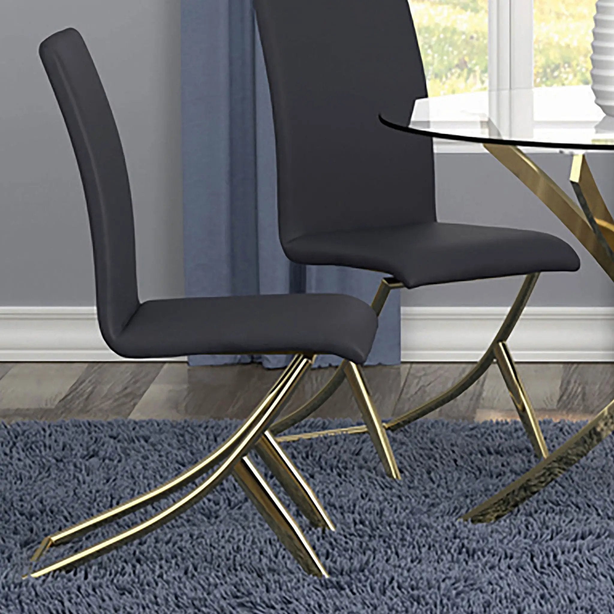 Dining Chairs (Set of 2) - Black / Gold by HouseOfZazla