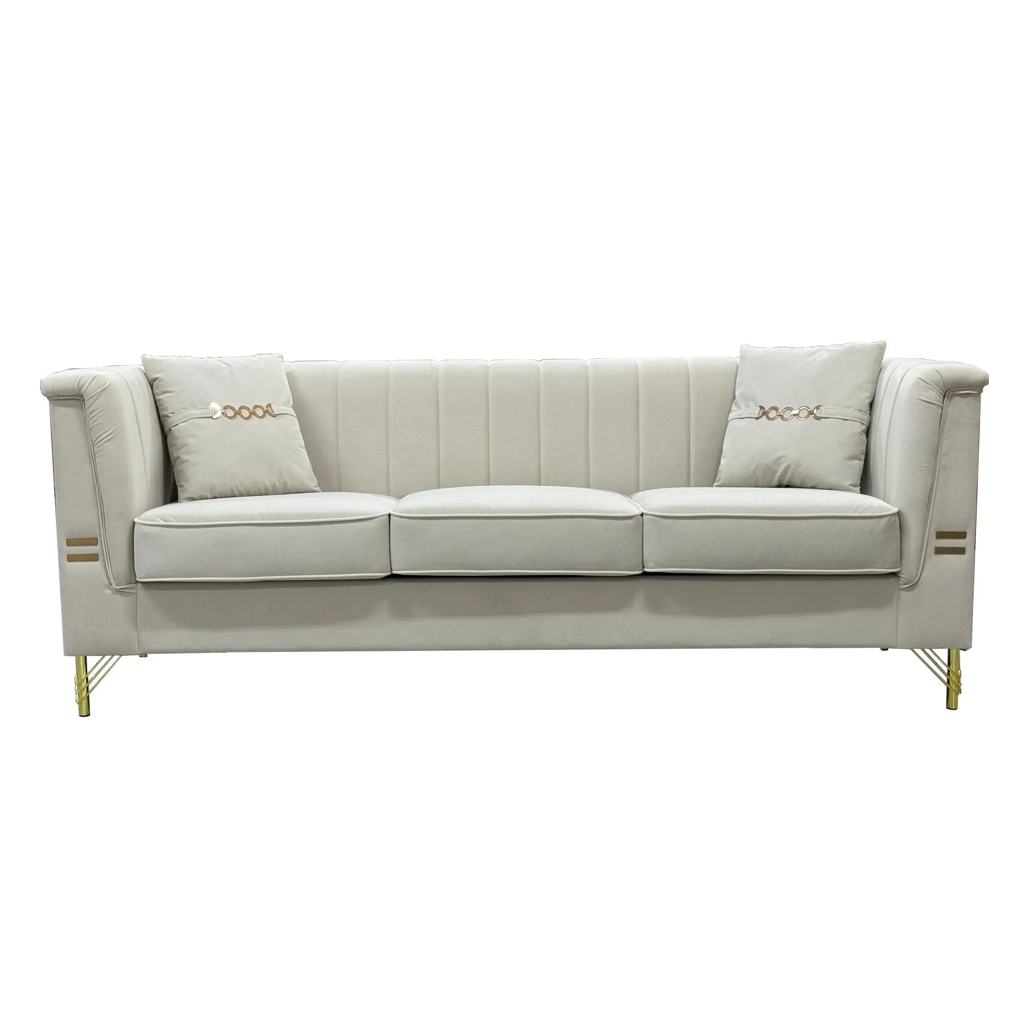 FX-P82B-BE (834-3 Sofa) Velvet 3-Seater Sofa by HouseOfZazla