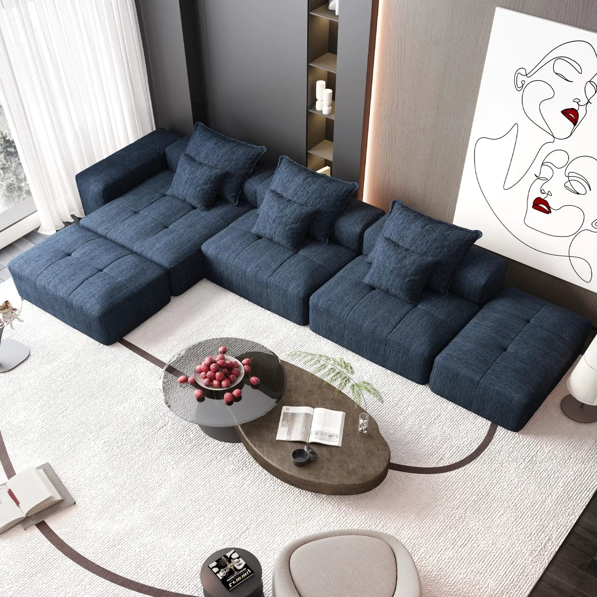Modern Oversized DIY Combination Modular Sectional Sofa With Pillows by HouseOfZazla
