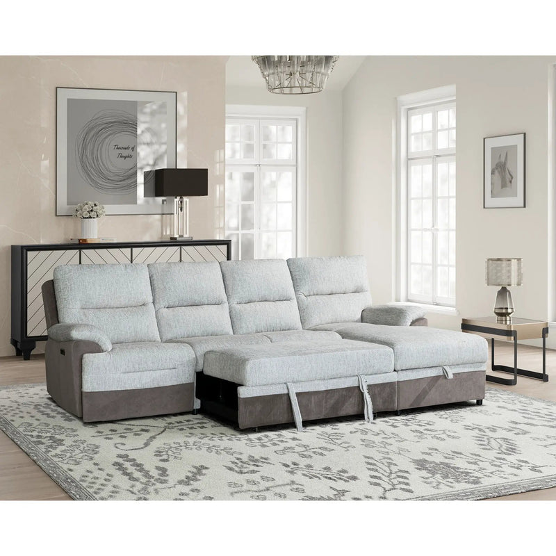 Kia - Sectional With Power And USB - Beige / Brown by Unique Piece Furniture