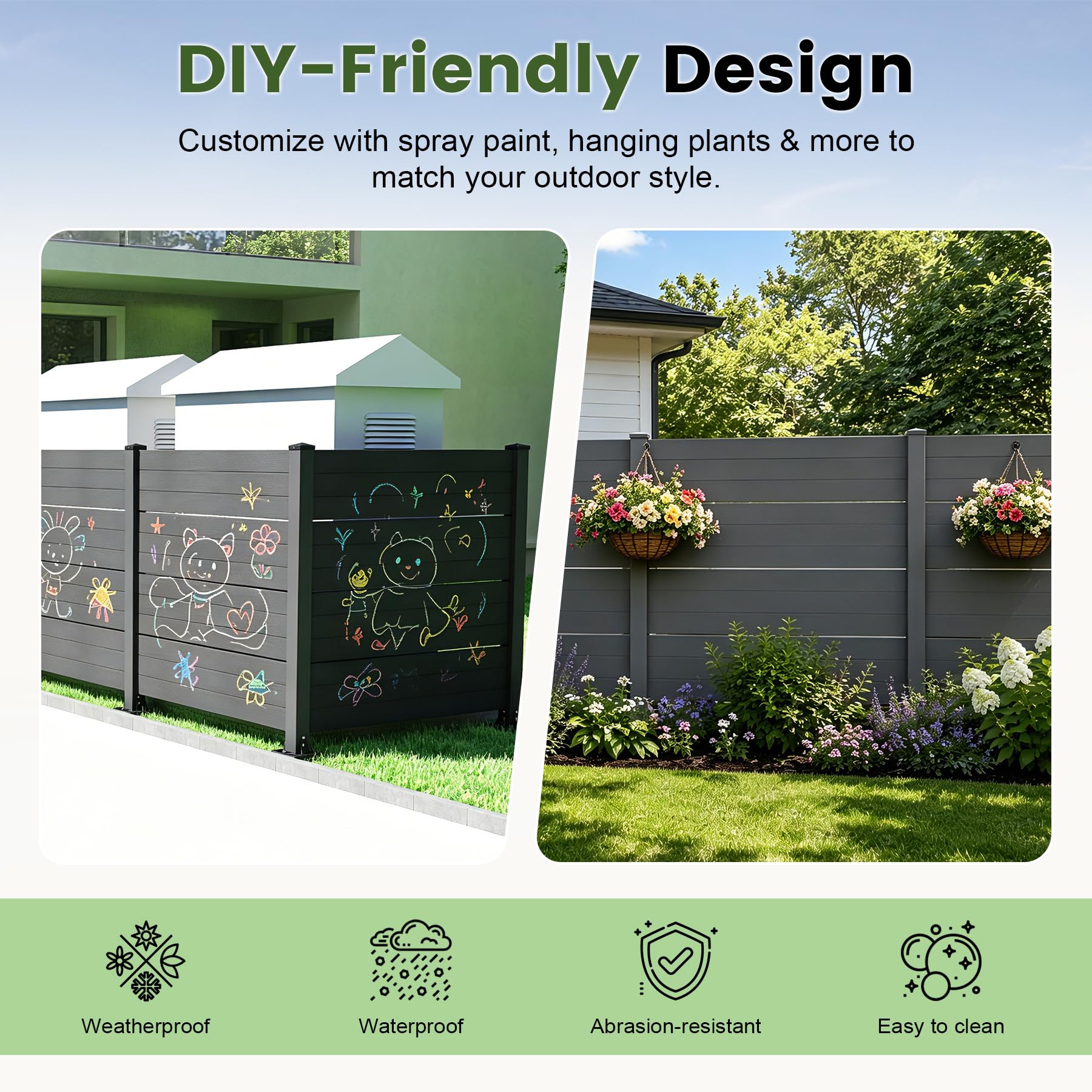 50" W x 49" H Outdoor Privacy Screen with Aluminum Posts, 4 Panels, Dark by HouseOfZazla