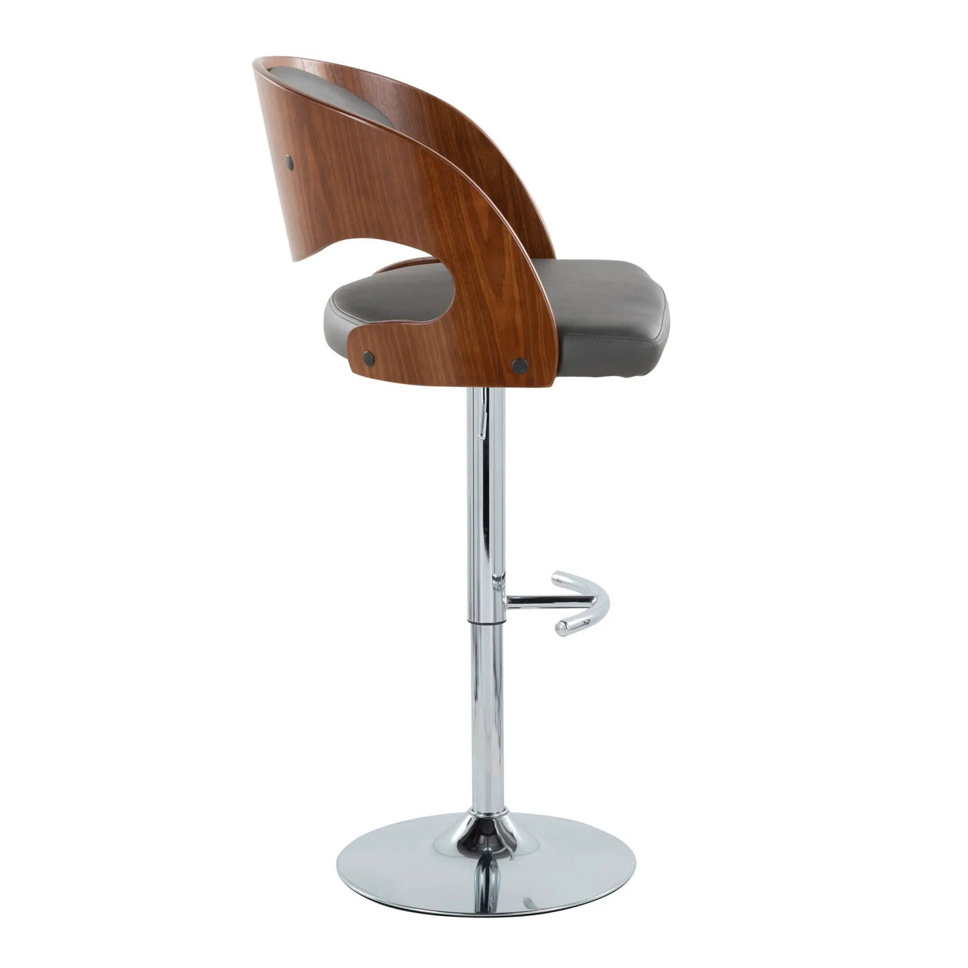Pino - Mid Century Modern Adjustable Barstool & Swivel With Rounded T Footrest (Set of 2) by HouseOfZazla