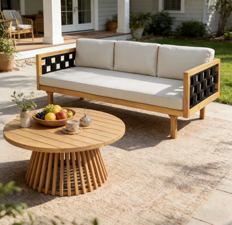 Luxury Acacia Wood Outdoor Daybed Set by HouseOfZazla