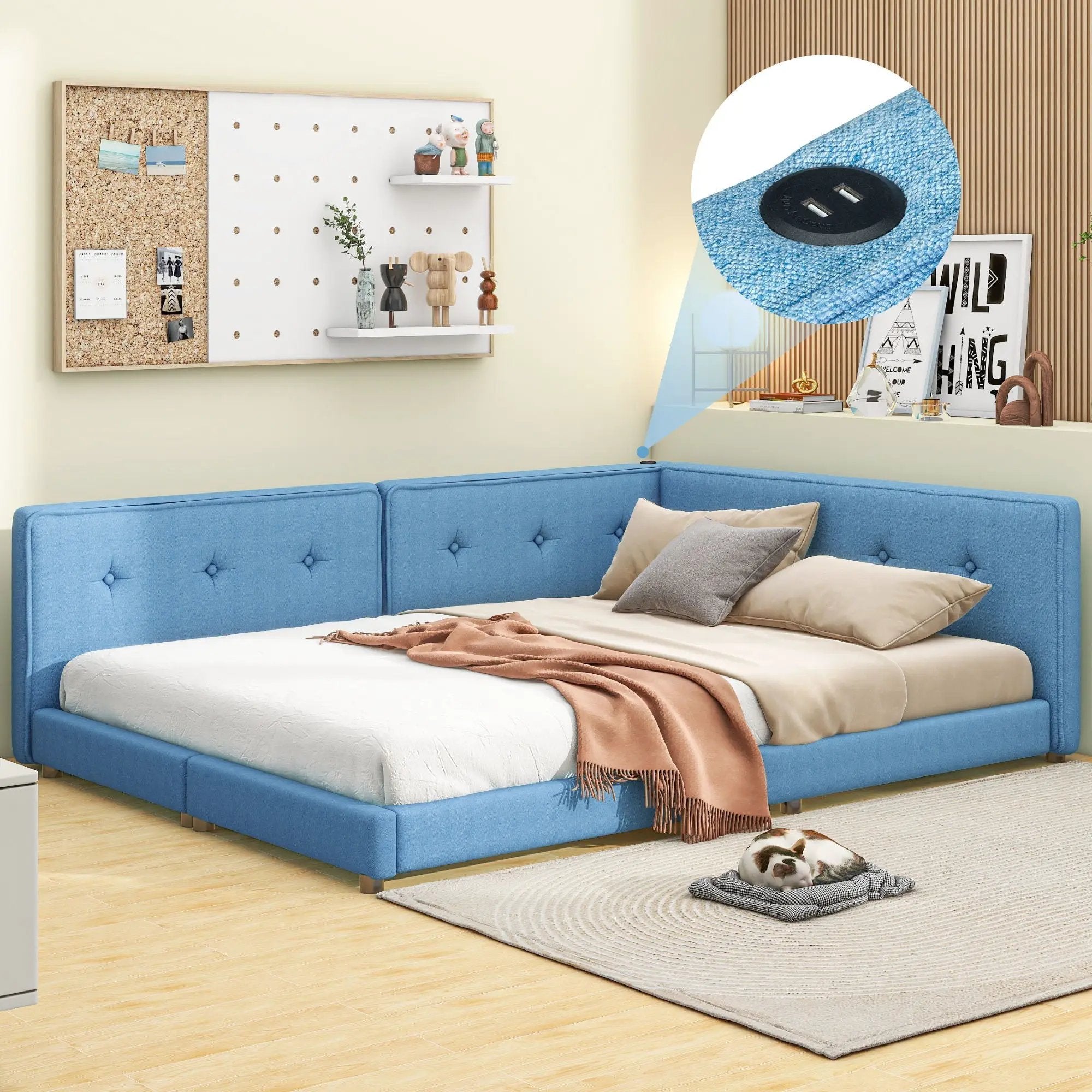 Modern Upholstered Platform Bed With USB Ports And LED Belt by Unique Piece Furniture