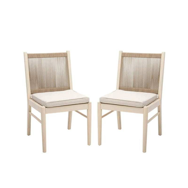 Cordoba - Dining Chair (Set of 2) With Acacia Wood Frame And Water Repellent Fabric - Beige / Yellow by HouseOfZazla