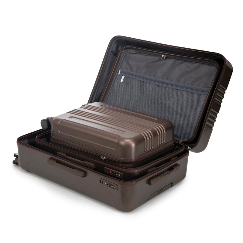 3 Piece ABS Spinner Wheel Luggage Set (Brown) by HouseOfZazla