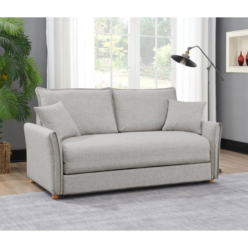 Oren - Chenille Sleeper Sectional Sofa With Storage 2 Toss Pillows - Gray by Unique Piece Furniture
