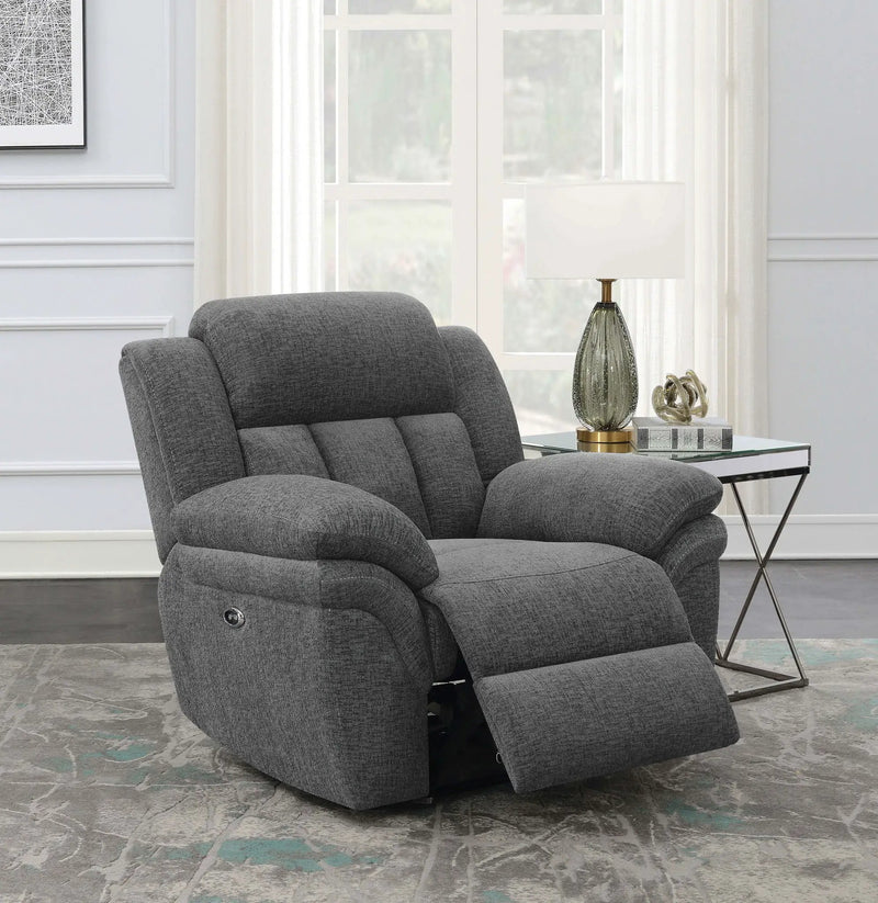 Bahrain Upholstered Power Glider Recliner Charcoal by Unique Piece Furniture
