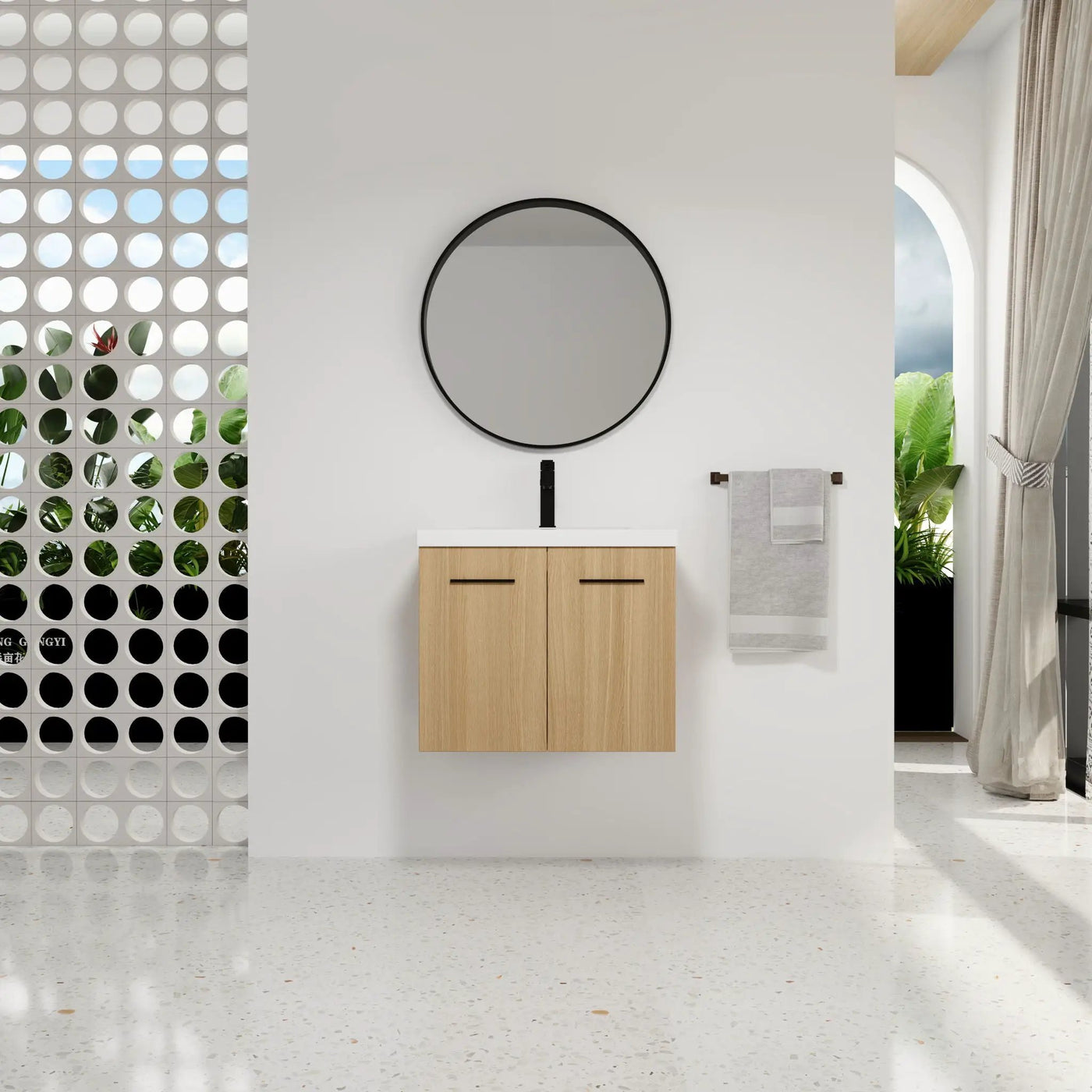 Floating Bathroom Vanity With Sink, Wall Mounted Double Door Storage by Unique Piece Furniture
