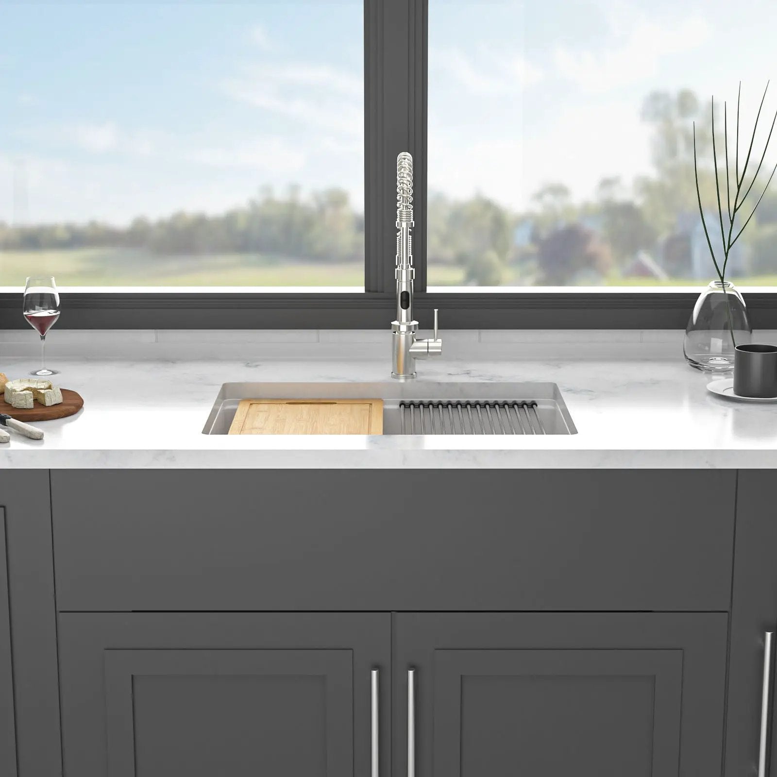 Quartz Kitchen Sink, Composite Workstation, Undermount by HouseOfZazla