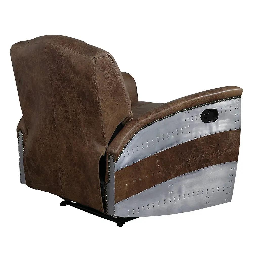 Brancaster - Power Motion Recliner - Retro Brown Top Grain Leather & Aluminum by Unique Piece Furniture