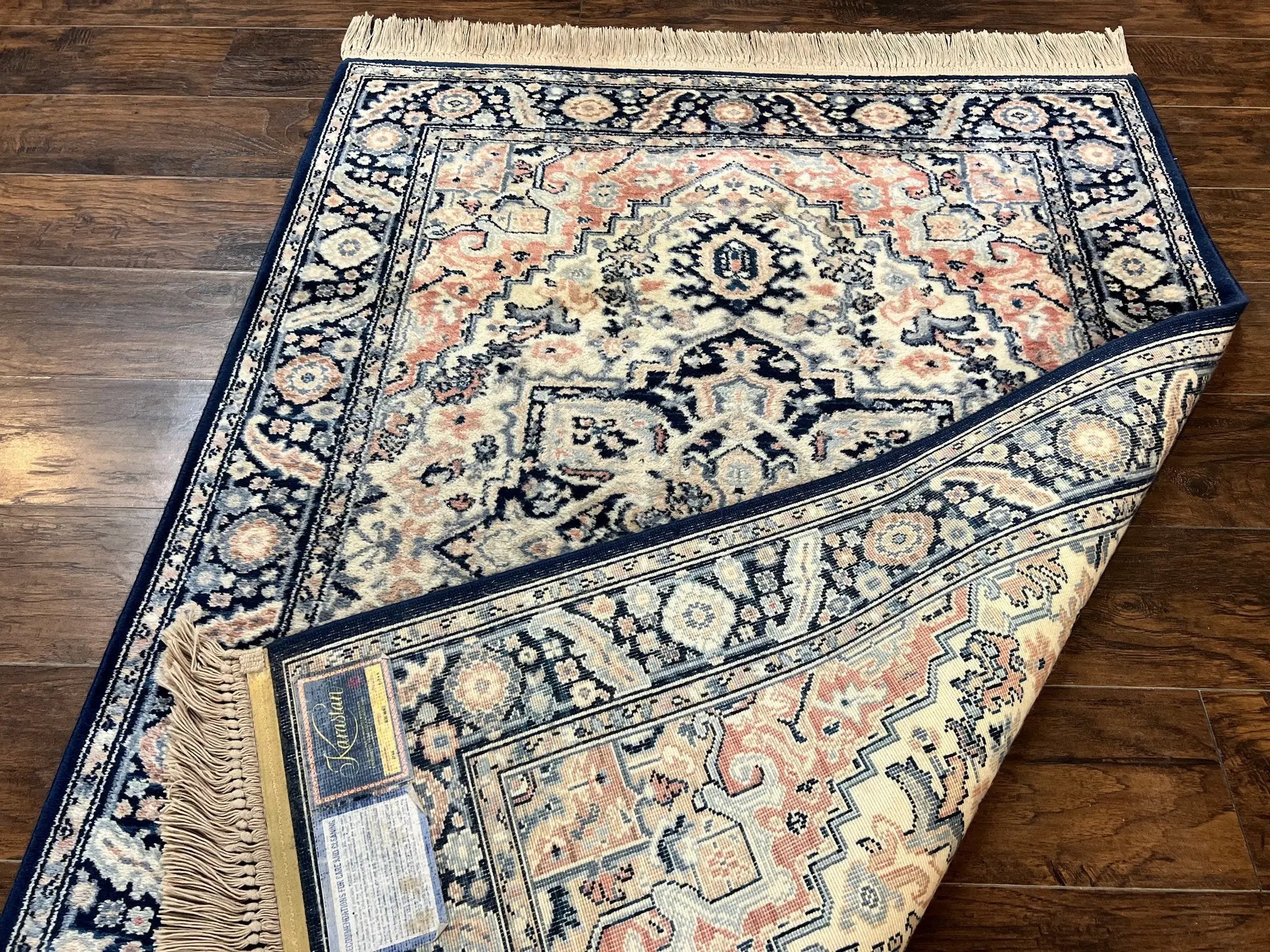 Karastan Blue Heriz Rug #748, Vintage Wool Karastan Carpet 4.3 x 6, Discontinued Original 700 Series Karastan Area Rug by Jewel Rugs