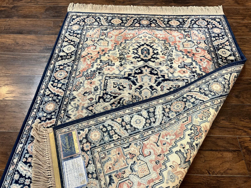 Karastan Blue Heriz Rug #748, Vintage Wool Karastan Carpet 4.3 x 6, Discontinued Original 700 Series Karastan Area Rug by Jewel Rugs