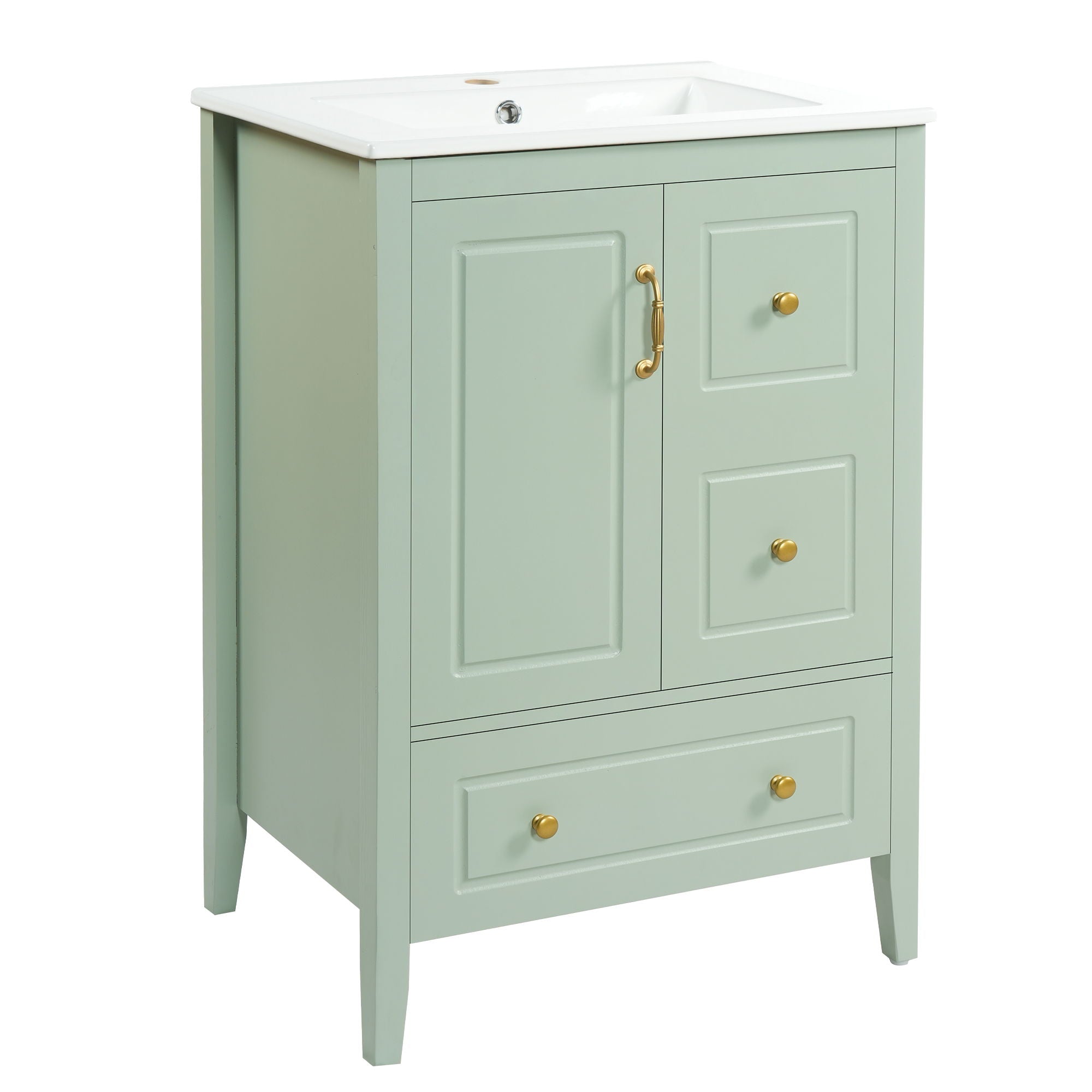 Retro Bathroom Vanity With Sink, Soft Closing Cabinet & Drawers by HouseOfZazla