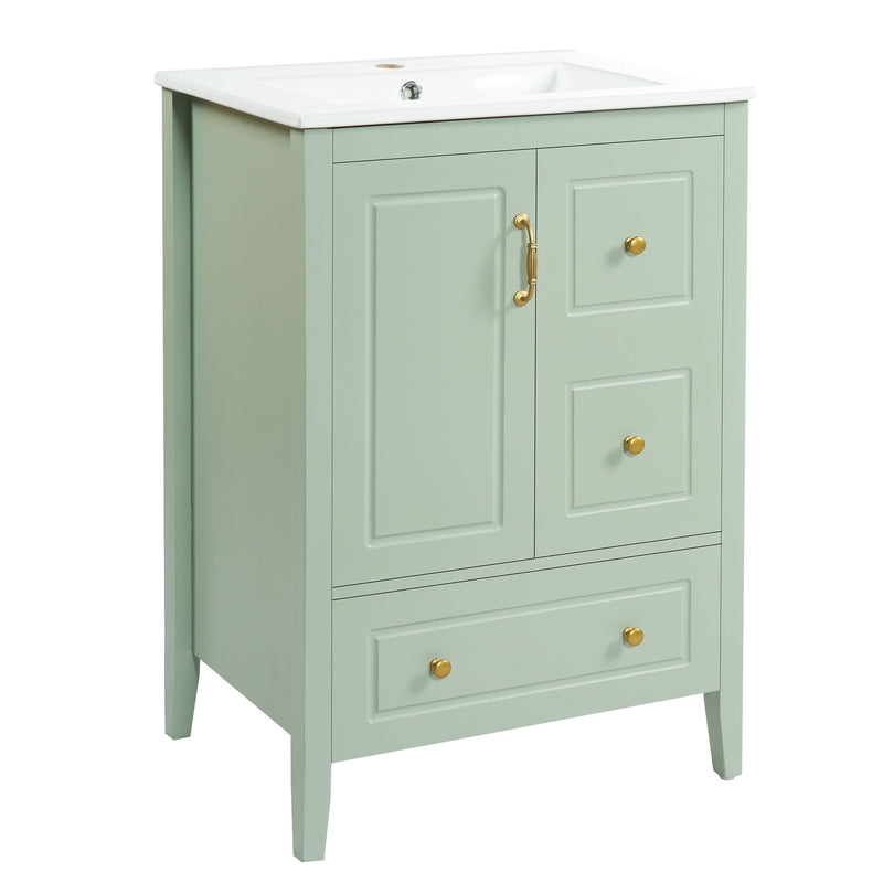 Retro Bathroom Vanity With Sink, Soft Closing Cabinet & Drawers by HouseOfZazla