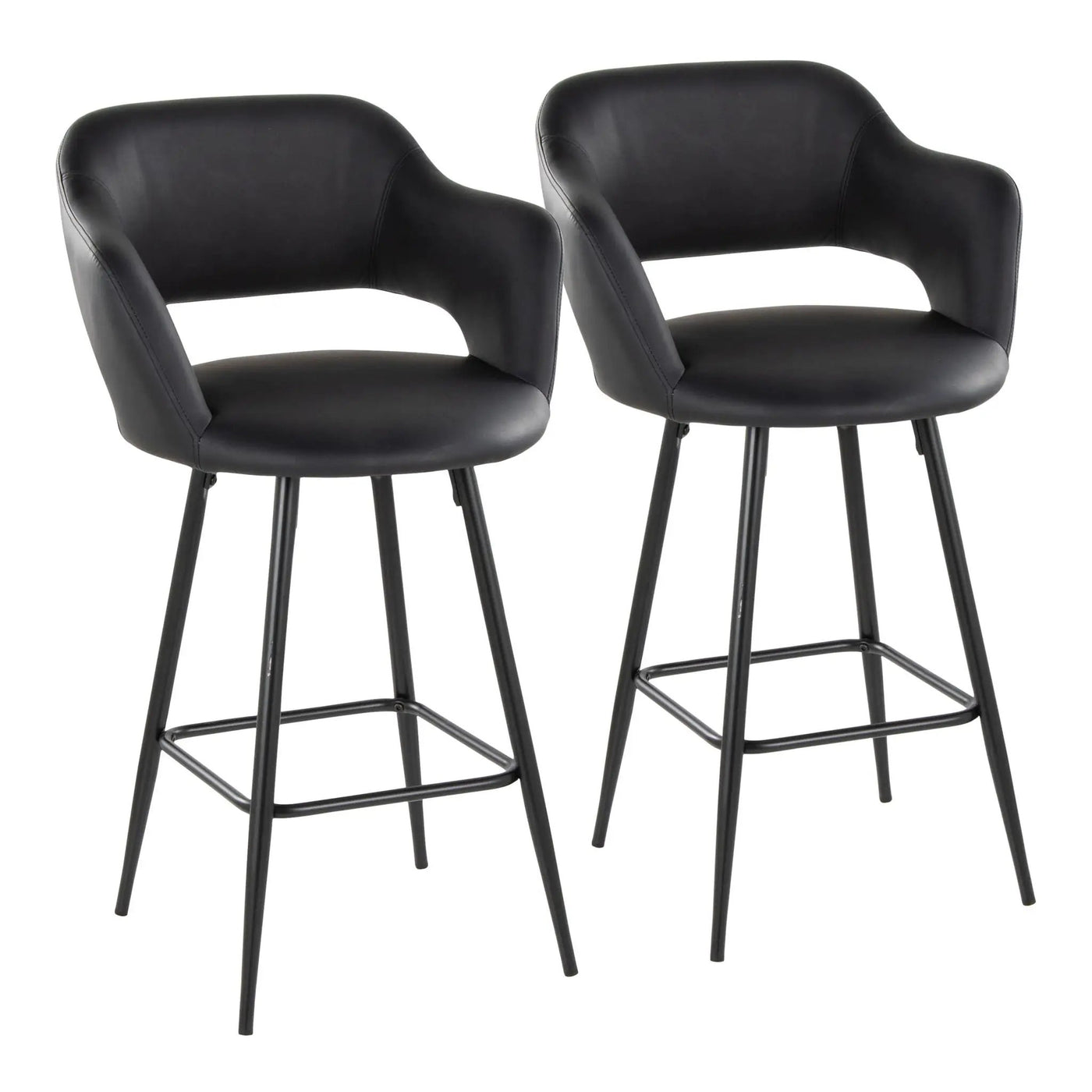 Margarite - Contemporary Fixed Height Counter Stool With Square Footrest (Set of 2) by HouseOfZazla