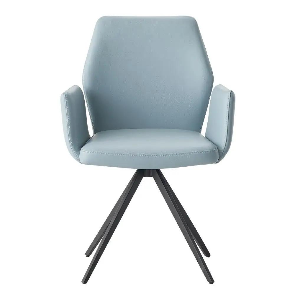 Segismunda - Arm Chair With Swivel - Light Blue Leather & Black by Unique Piece Furniture