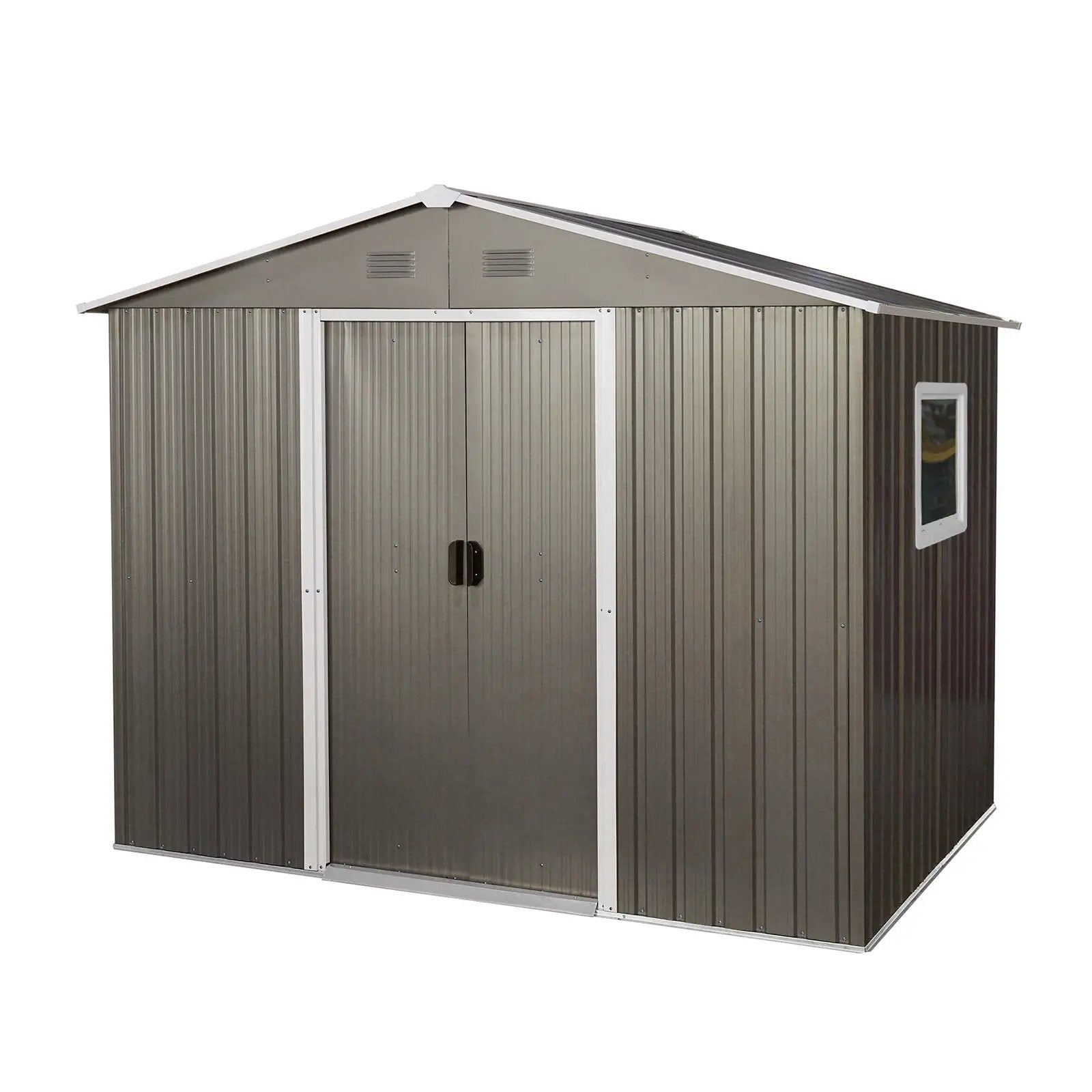 8Ft x 6Ft Outdoor Metal Storage Shed With Window (W540S00016) - Gray by HouseOfZazla