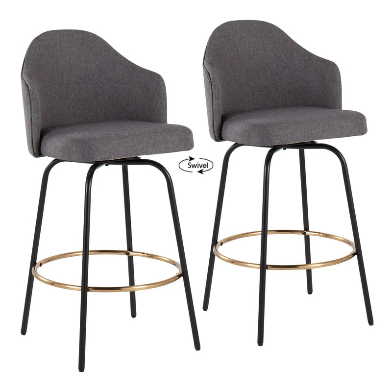 Ahoy - Contemporary Fixed Height Counter Stool Round Footrest (Set of 2) by HouseOfZazla