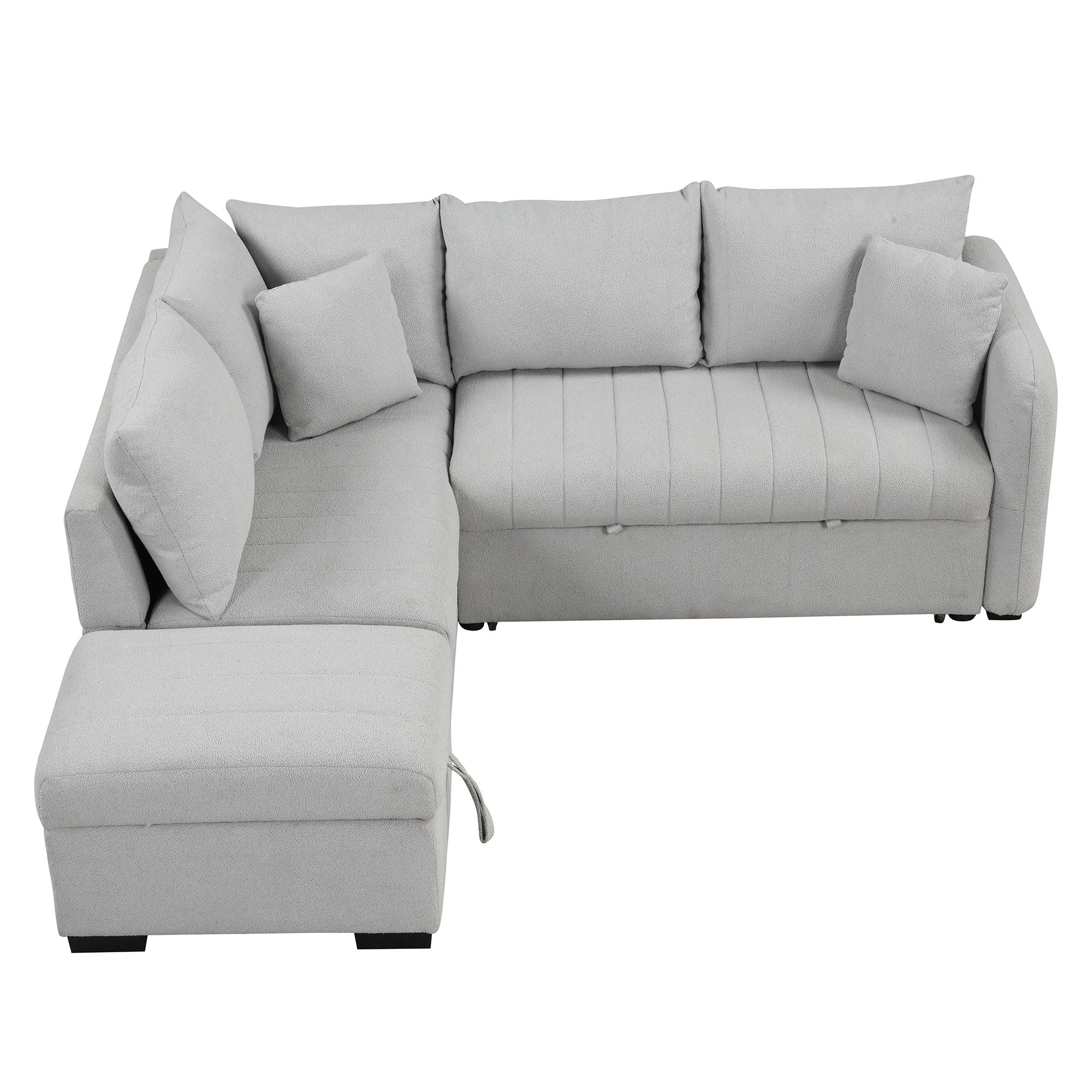 L-Shaped Sectional Pull Out Sofa Bed Sleeper Sofa With Two USB Ports, Two Power Sockets And A Movable Storage Ottoman by HouseOfZazla
