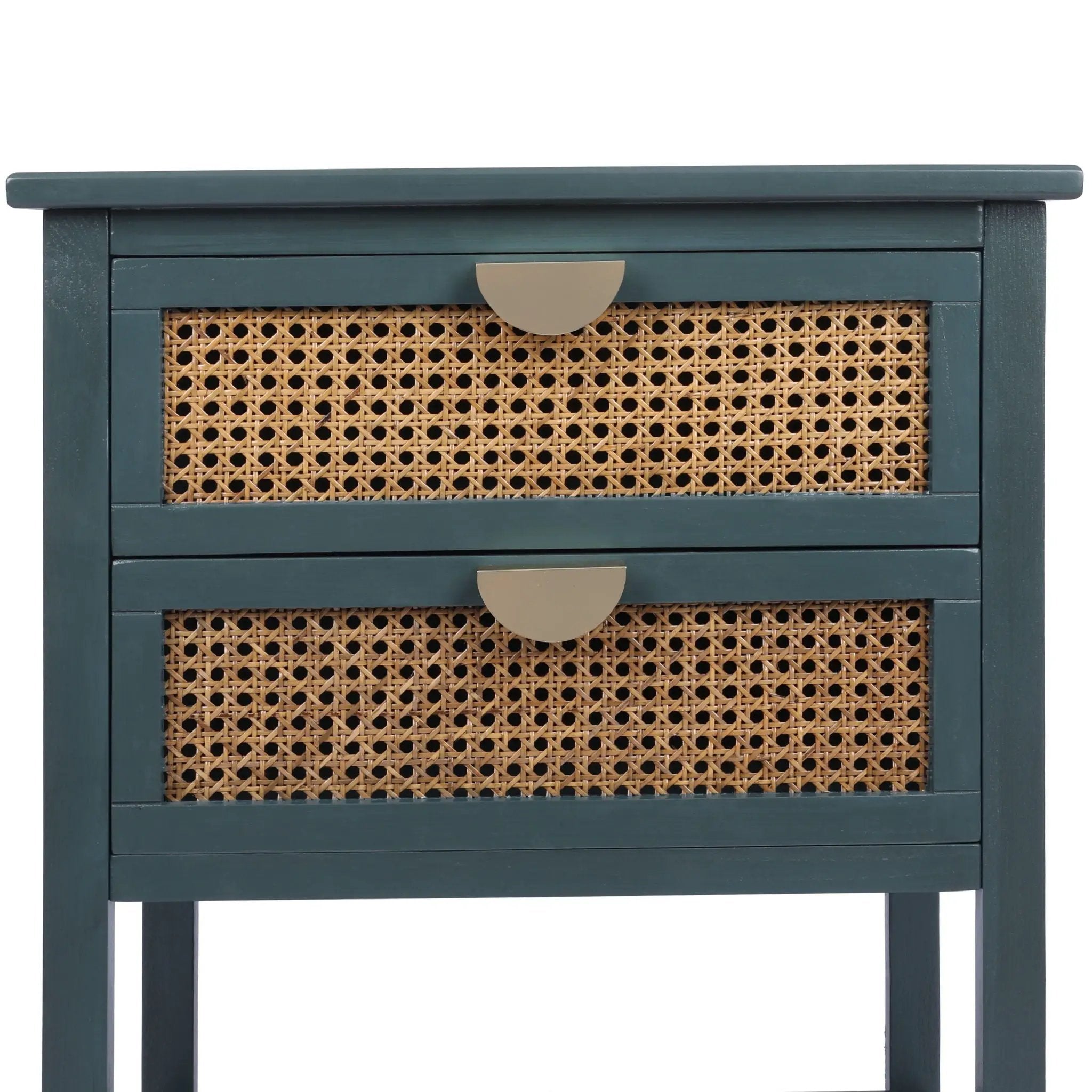 2 Drawer Side Table, Natural Rattan by HouseOfZazla