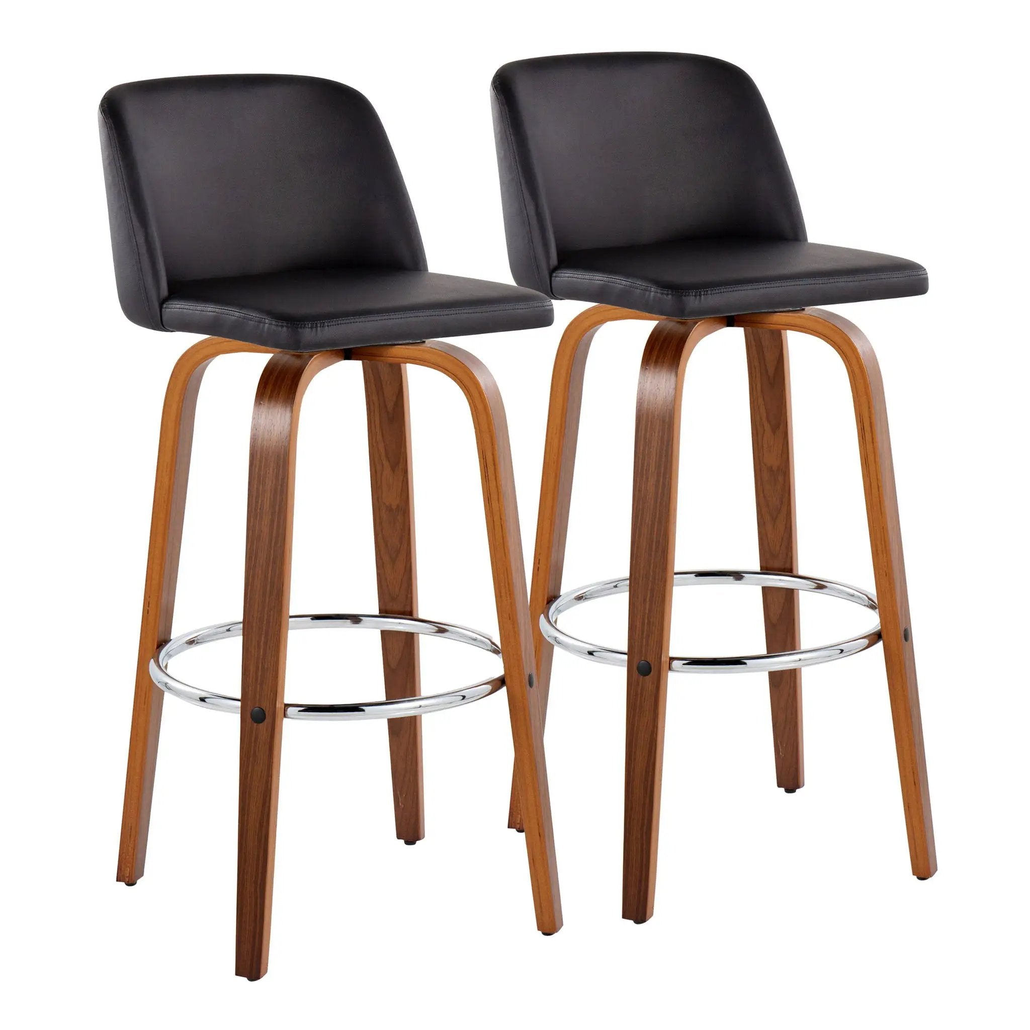 Toriano - Mid Century Modern Fixed Height, Barstool With Swivel With Round Footrest (Set of 2) by Unique Piece Furniture