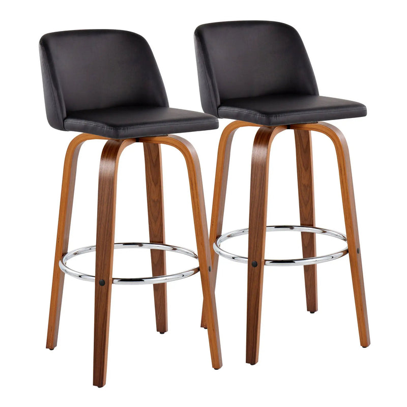 Toriano - Mid Century Modern Fixed Height, Barstool With Swivel With Round Footrest (Set of 2) by Unique Piece Furniture